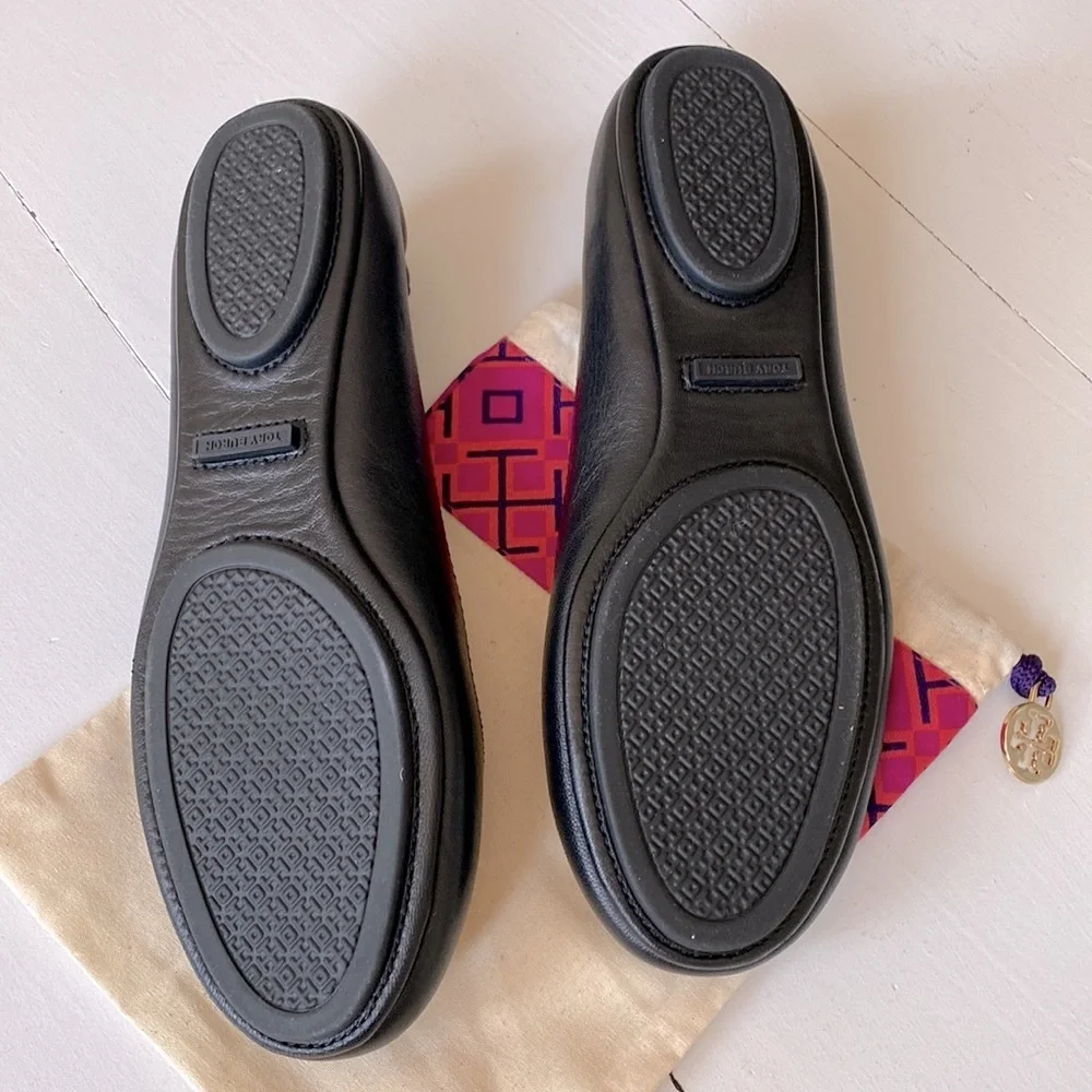 Tory Burch Mini Travel Ballet w/Metal Logo, Napa Leather, size 6.5, NWOT
